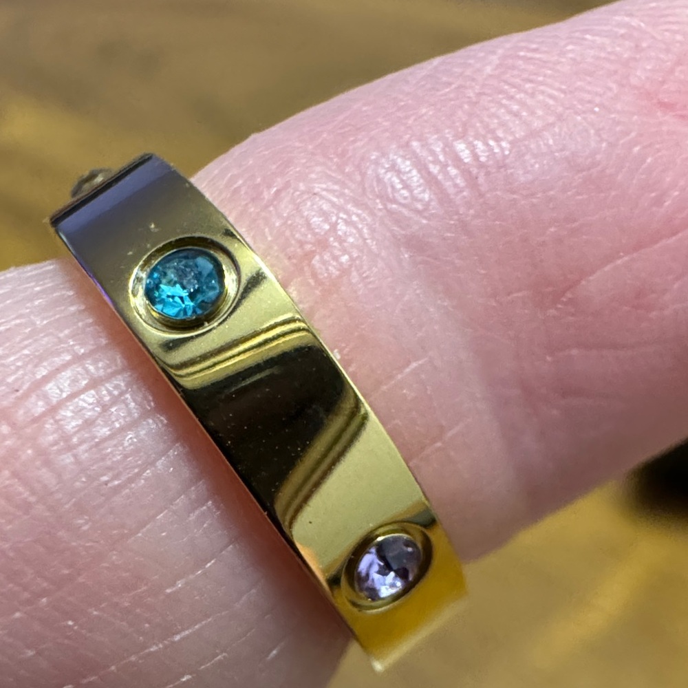 Gold Band with Blue and Purple Accents